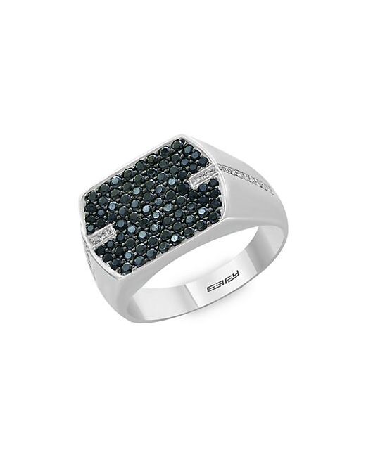 Effy Sterling Black Sapphire Diamond Ring