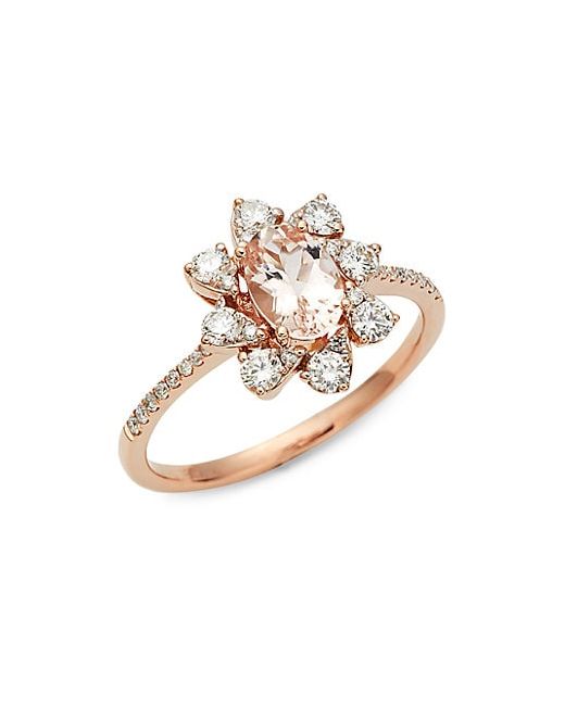 Saks Fifth Avenue 14K Rose Gold Morganite Diamond Ring
