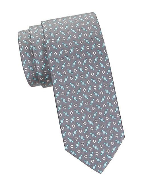 Salvatore Ferragamo Geometric Logo-Print Silk Tie