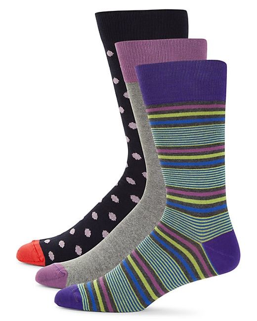 Saks Fifth Avenue Made in Italy 3-Pack Patterned Crew Socks