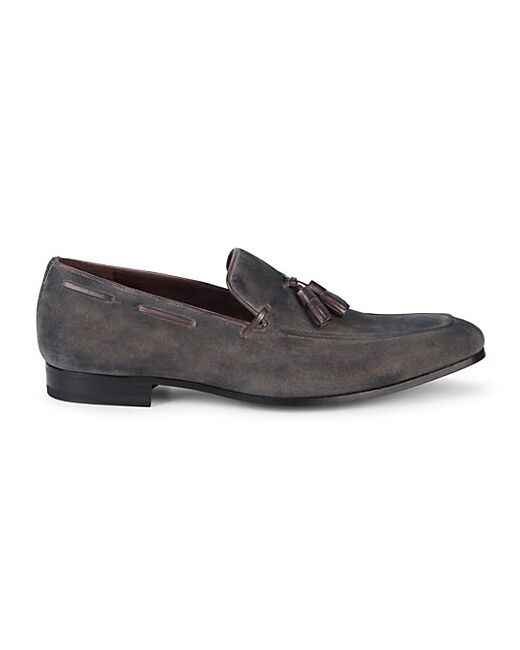 Mezlan Leather-Trimmed Suede Loafers