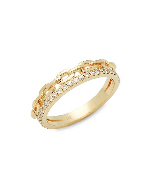 Saks Fifth Avenue 14K Gold Diamond Chain Ring