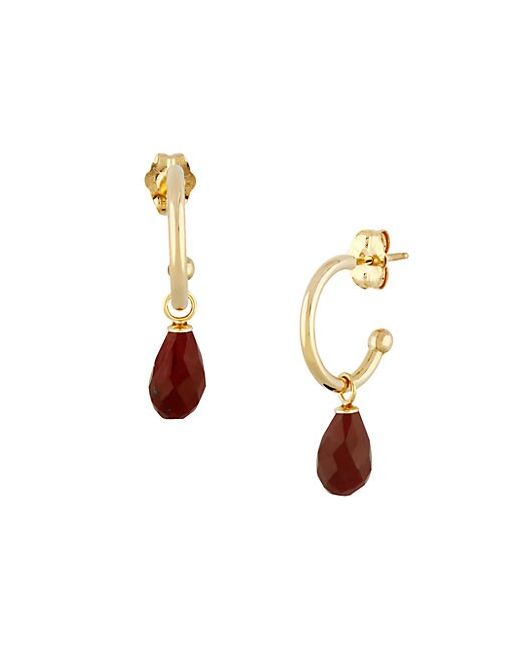 Saks Fifth Avenue 14K Gold Ruby Huggie Earrings