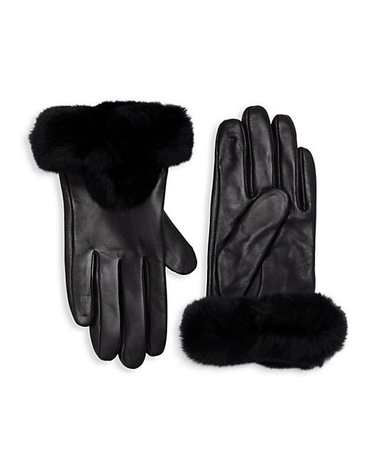 La Fiorentina Leather Rabbit Fur-Trim Gloves