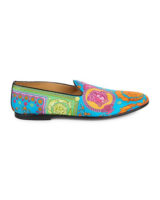 Versace Fluo Barocco-Print Loafers