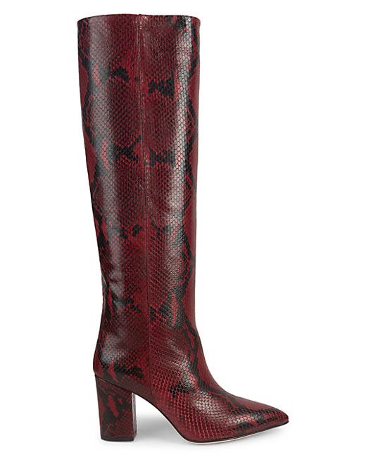 Paris Texas Knee-High Python-Embossed Leather Boots