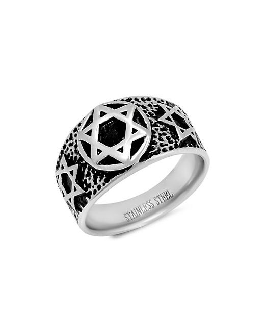 Anthony Jacobs Two-Tone Stainless Steel Star Of David Ring