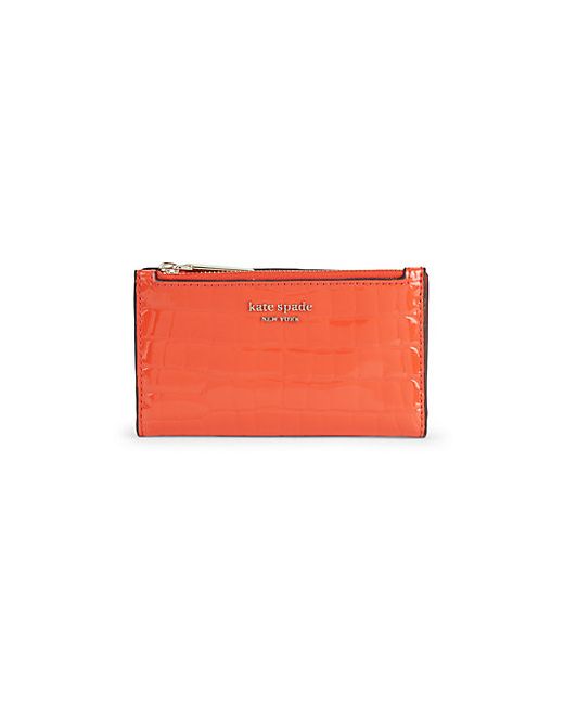 Kate Spade New York Small Sylvia Croc-Embossed Patent Leather Bi-Fold Wallet