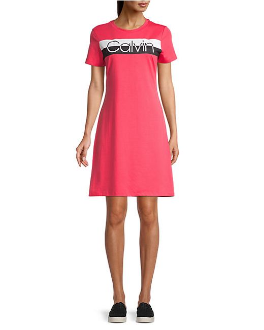 Calvin Klein Logo-Print Stretch-Cotton T-Shirt Dress