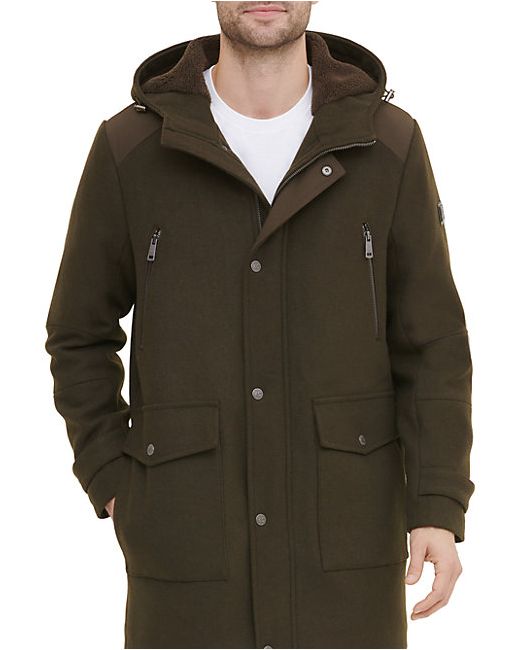 Kenneth Cole Mixed Media Wool-Blend Parka