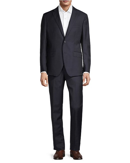 Saks Fifth Avenue Traveller Modern-Fit Check Wool Suit