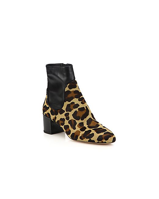 Michael Kors Collection Erin Leather Cheetah-Print Calf Hair Ankle Boots