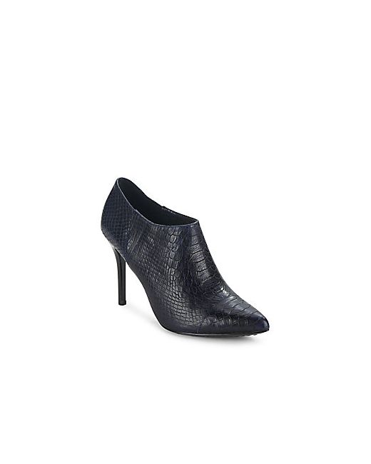 Alice + Olivia Snake-Embossed Leather Ankle Boots