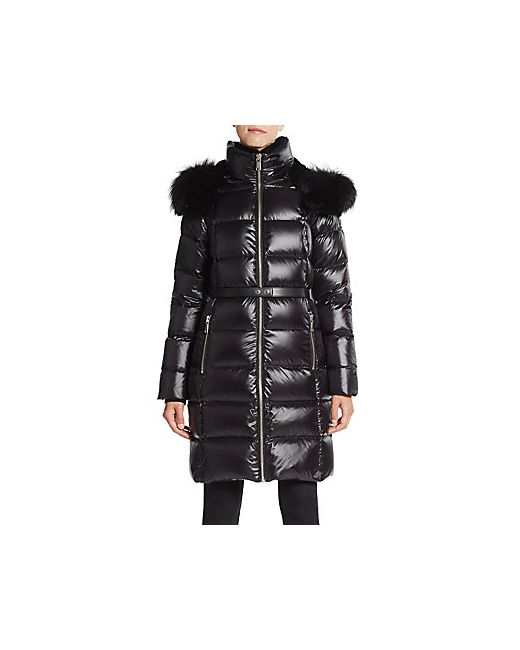 MARC NEW YORK by ANDREW MARC Fox Fur-Trim Belted Puffer Coat