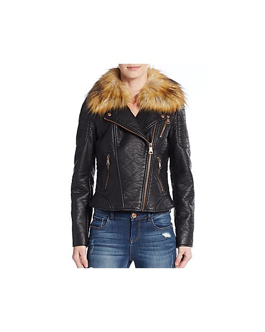 MARC NEW YORK by ANDREW MARC Faux Fur-Collar Moto Jacket