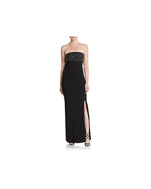 Laundry by Shelli Segal Embellished Strapless Drape-Back Gown