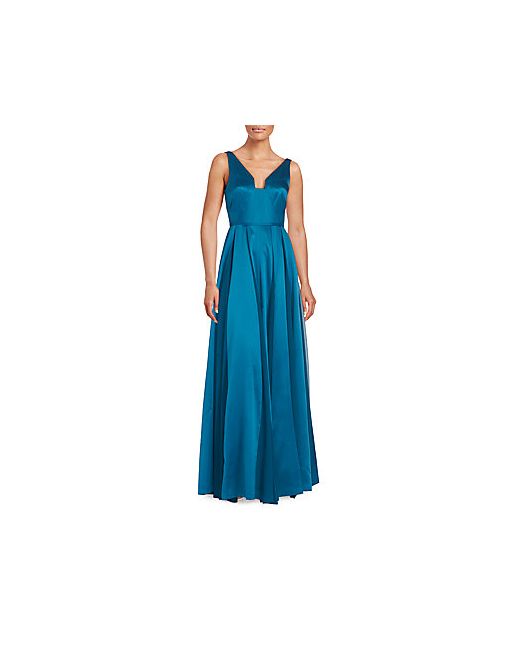 Halston Heritage Seamed Satin Fit-And-Flare Gown