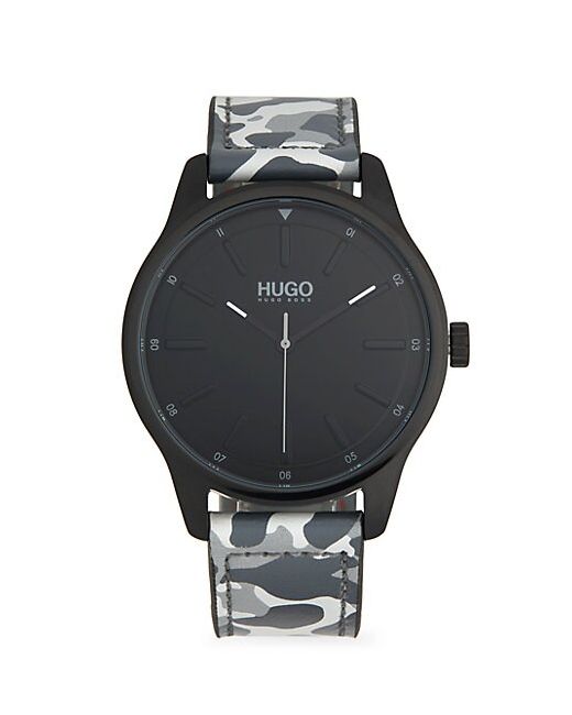 Hugo Hugo Boss Camo-Print Stainless Steel Leather-Strap Watch