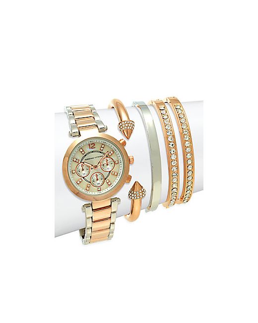 Adrienne Vittadini Two-Tone Stainless Steel Bracelet Watch Set