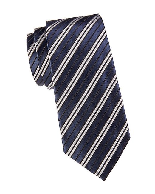 Armani Collezioni Striped Silk Cotton-Blend Tie