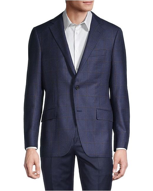 Hickey Freeman Standard Fit Windowpane Wool Suit Jacket