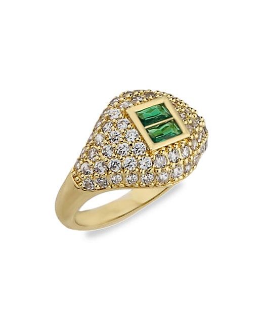 CZ by Kenneth Jay Lane Look Of Real 14K Goldplated Cubic Zirconia Pinky Ring