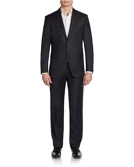 Saks Fifth Avenue Trim-Fit Solid Wool Suit