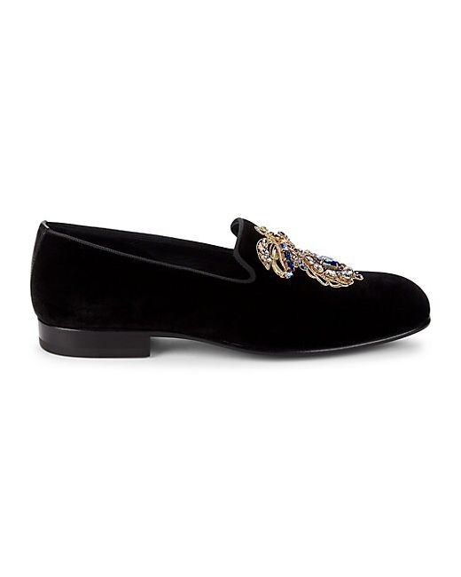 Versace Embellished Velvet Leather Slippers