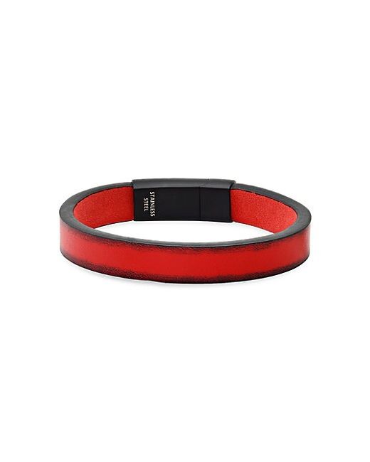 Anthony Jacobs Leather IP Stainless Steel Bracelet