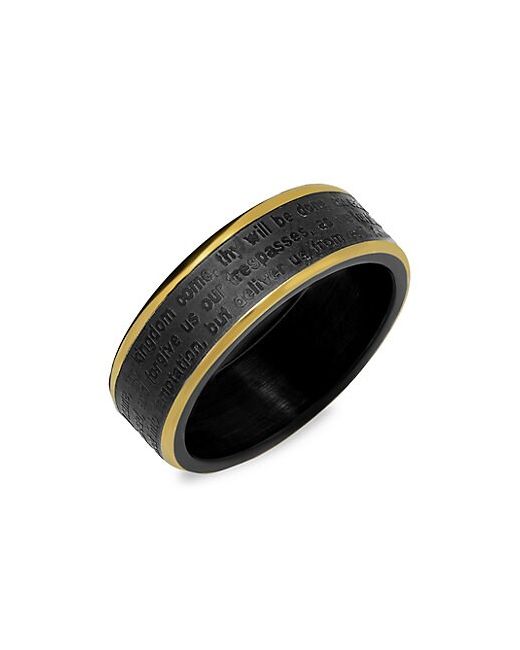 Anthony Jacobs IP Black and 18K Goldplated Stainless Steel Lords Prayer Ring