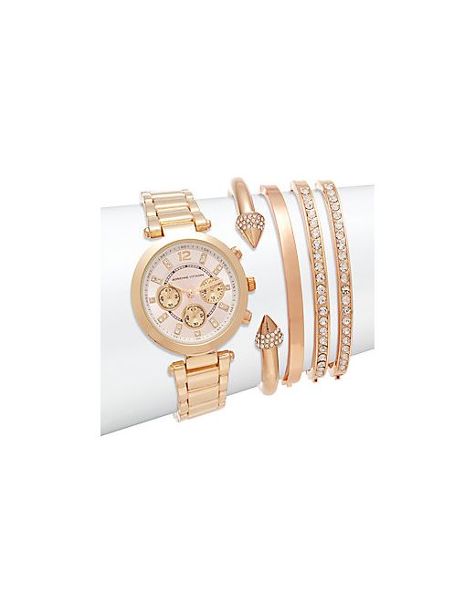 Adrienne Vittadini tone Crystal Accented Bracelet Watch Set