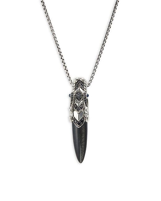 John Hardy Legends Naga Sterling Sheen Obsidian Black Spinel Sapphire Pendant Necklace