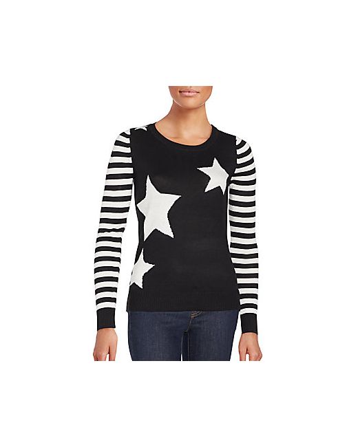 Saks Fifth Avenue Striped Sleeve Star Sweater
