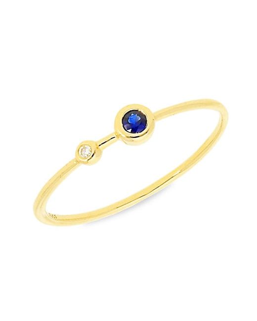 Nephora 14K Yellow Gold Sapphire Diamond Bezel Ring