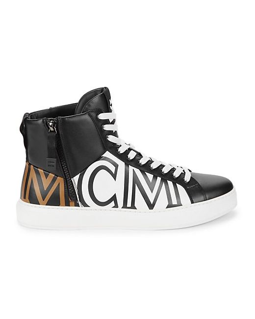 Mcm Logo Leather High-Top Sneakers