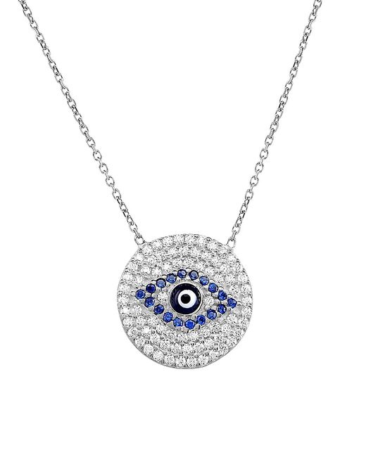 Gabi Rielle Sterling White Blue Crystal Evil-Eye Pendant Necklace