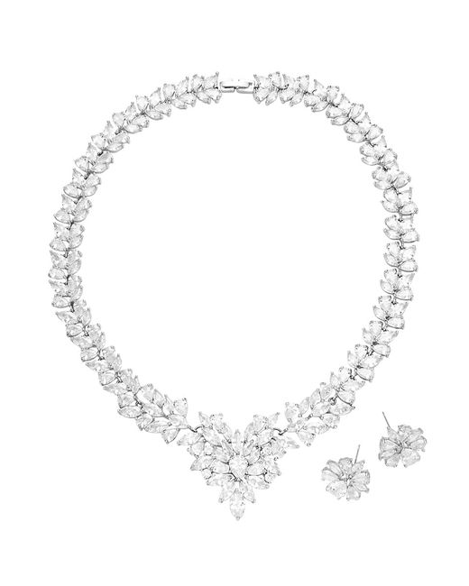 Eye Candy LA Luxe Emma Crystal Leaf Statement Necklace Earrings Set