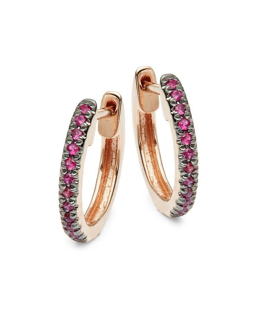 Saks Fifth Avenue 14K Rose Gold Sapphire Hoop Earrings