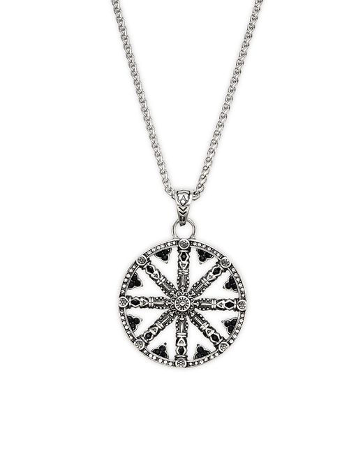 Jean Claude Stainless Steel Beaded Wheel Of Karma Pendant Necklace