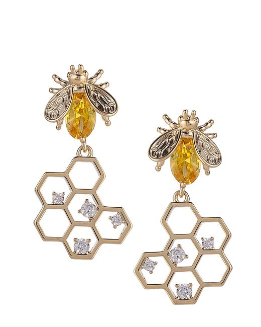 Eye Candy LA Luxe Goldtone Crystal Honey Bee Drop Earrings