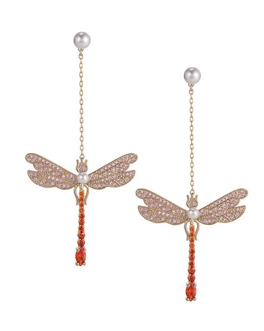 Eye Candy LA Luxe Faux Pearl Crystal Dragonfly Drop Earrings