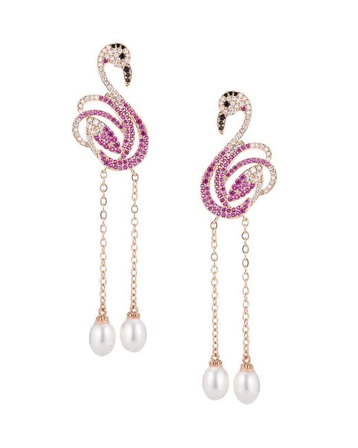 Eye Candy LA Luxe Crystal Faux Pearl Flamingo Drop Earrings