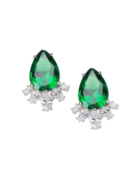 CZ by Kenneth Jay Lane Rhodium-Plated Crystal Statement Pear Earrings
