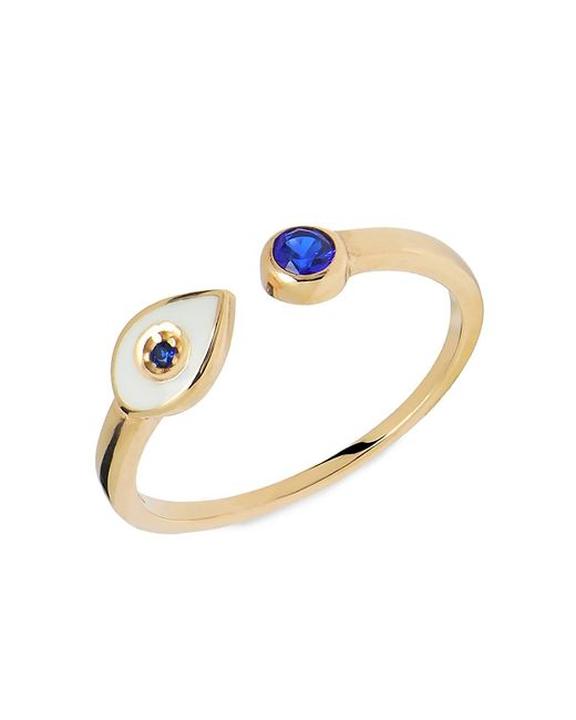 Gabi Rielle 22K Goldplated Crystal Evil Eye Adjustable Ring