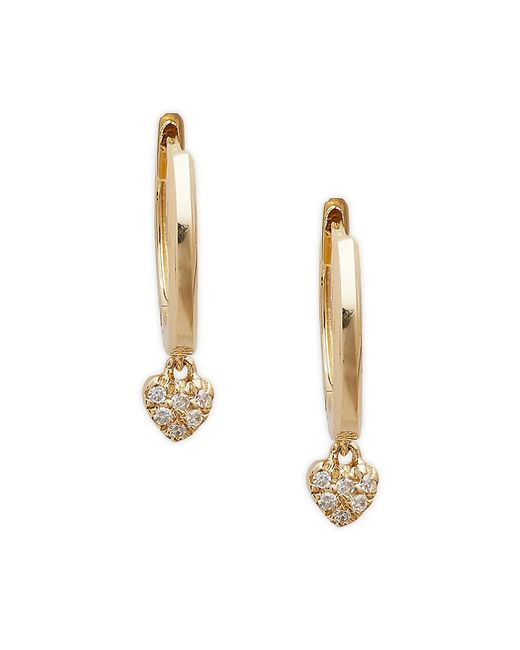 Saks Fifth Avenue 14K Diamond Heart-Drop Huggie Earrings