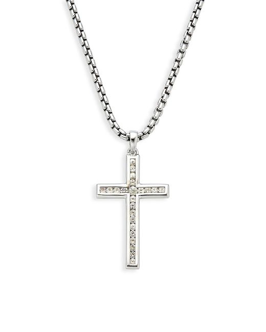 Effy Sterling White Sapphire Cross Pendant Necklace