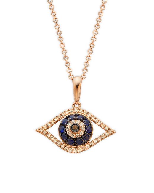 Effy 14K Rose Gold Diamond Evil Eye Pendant Necklace