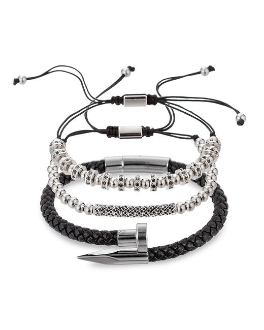 Eye Candy LA Solomun 3-Piece Stainless Steel Leather Bracelets