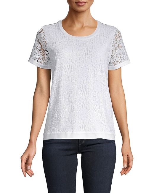 Karl Lagerfeld Lace Short-Sleeve Top