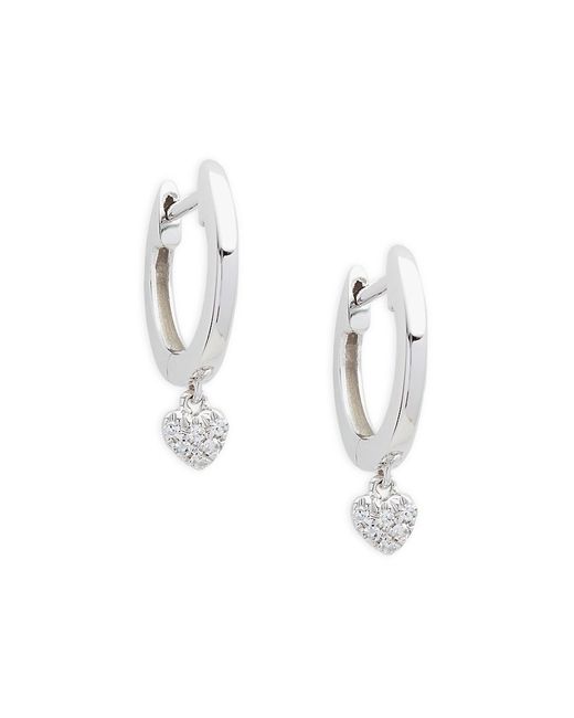 Saks Fifth Avenue 14K Diamond Heart-Charm Huggie Earrings
